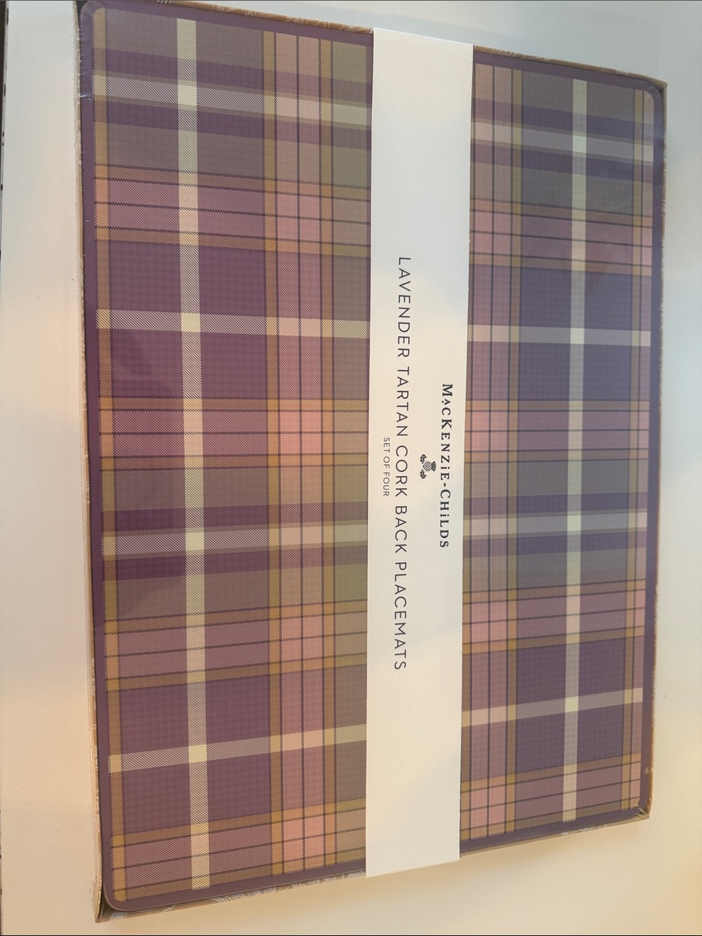 MacKenzie-Childs Lavender and Pink Plaid Placemats